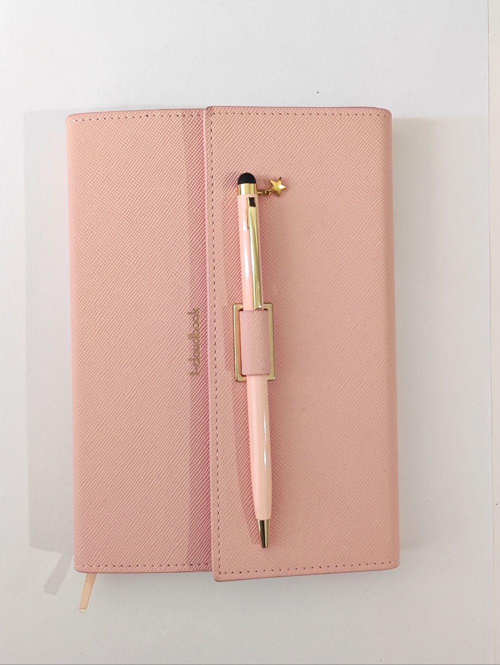 Blush Pink Saffiano Notebook with Matching Stylus Pen